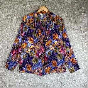 La Chemise Vintage Blouse Womens Medium Multicolor Long Sleeve Button- 1893*